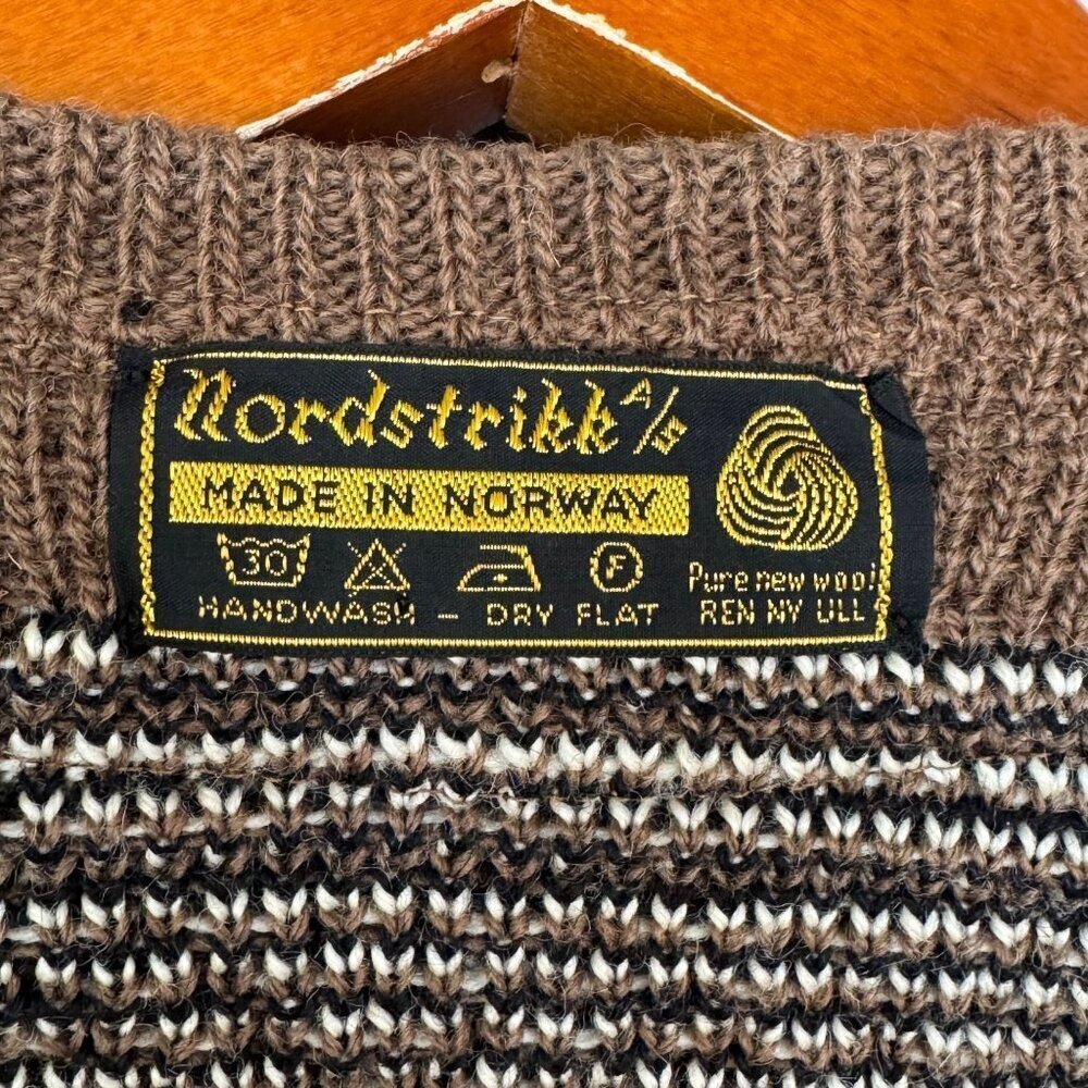 Women's Brown Fair Isle Cardigan Sweater with Embroidered Trim - Picture 13 of 16